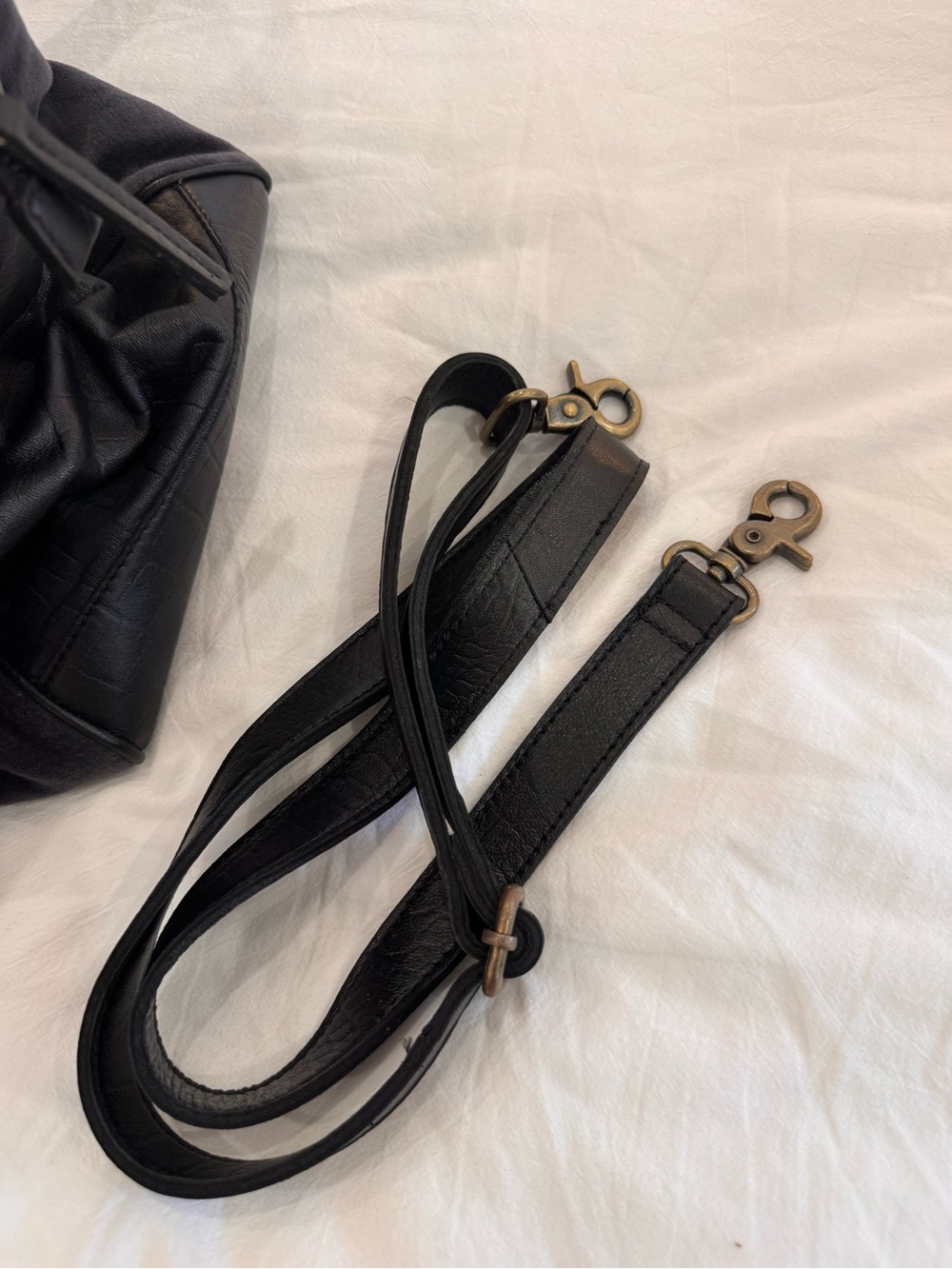 Free People Black Tote/ weekender bag with Pink and Gold Floral Embroidery - Picture 5 of 16
